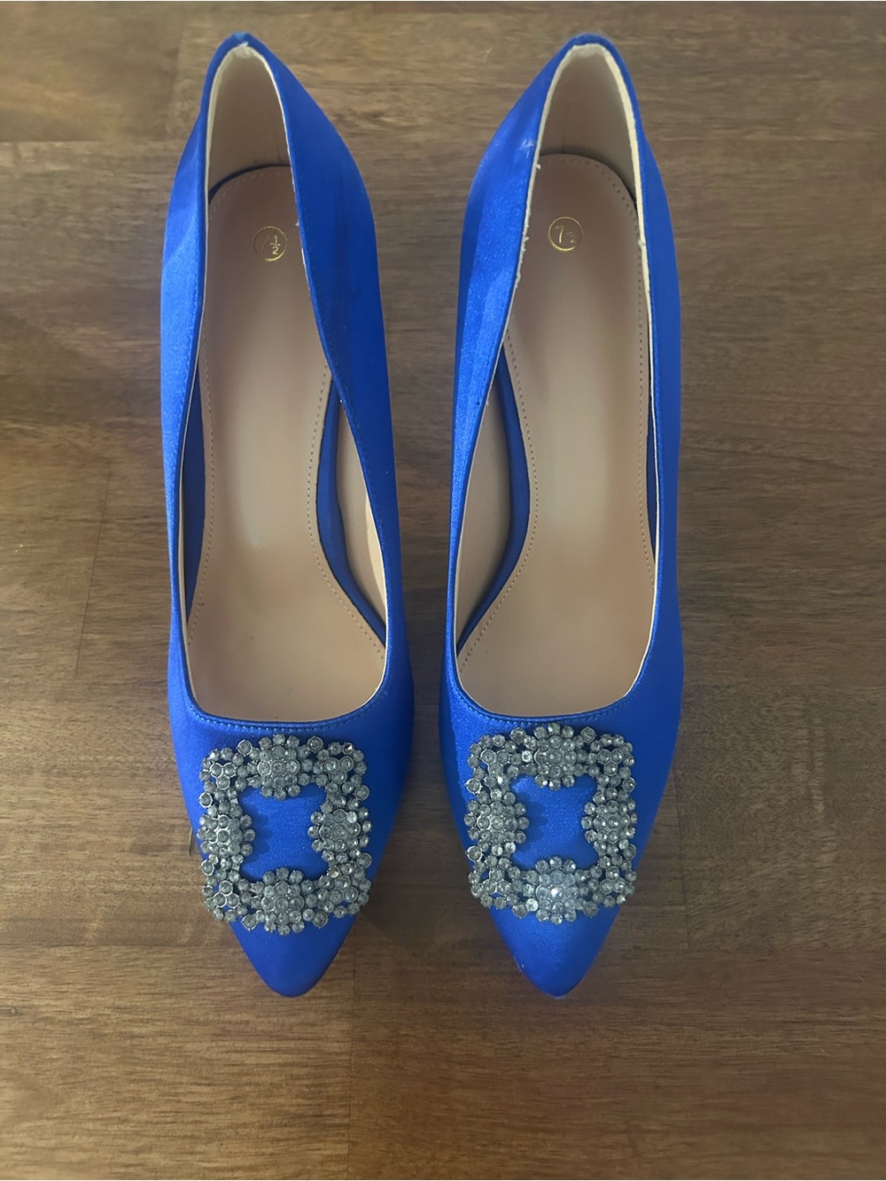 Royal Blue Embellished Pointed Toe Pumps - Women